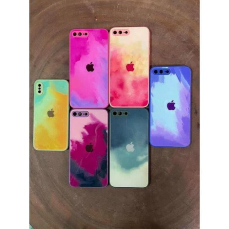 (Từ iPhone 6 đến 12 Pro Max) Ốp lưng kính viền vuông loang màu bảo vệ camera siêu đẹp cực hot 2021