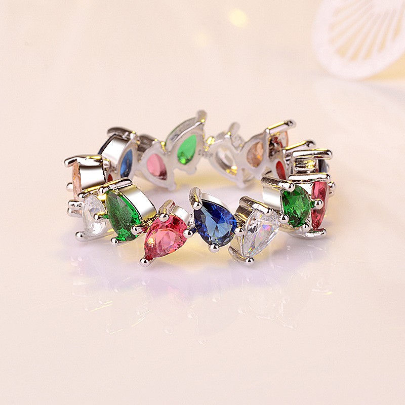 Nhẫn thời trang thiết kế đính  kim cương mạ bạc 925 lấp lánh