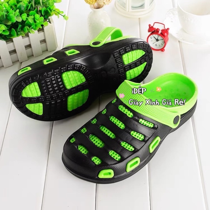 Dép sục Crocs lưới lỗ 2 lớp đúc siêu nhẹ đi mưa bít mũi nữ iDÉP- SL036