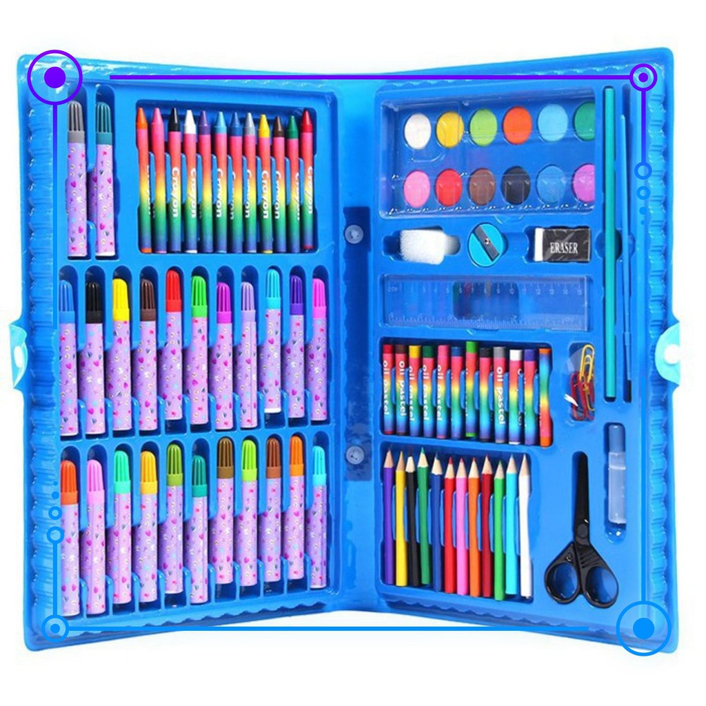 Bộ Bút Màu 86 Món Cho Bé Vui Học (Xanh)