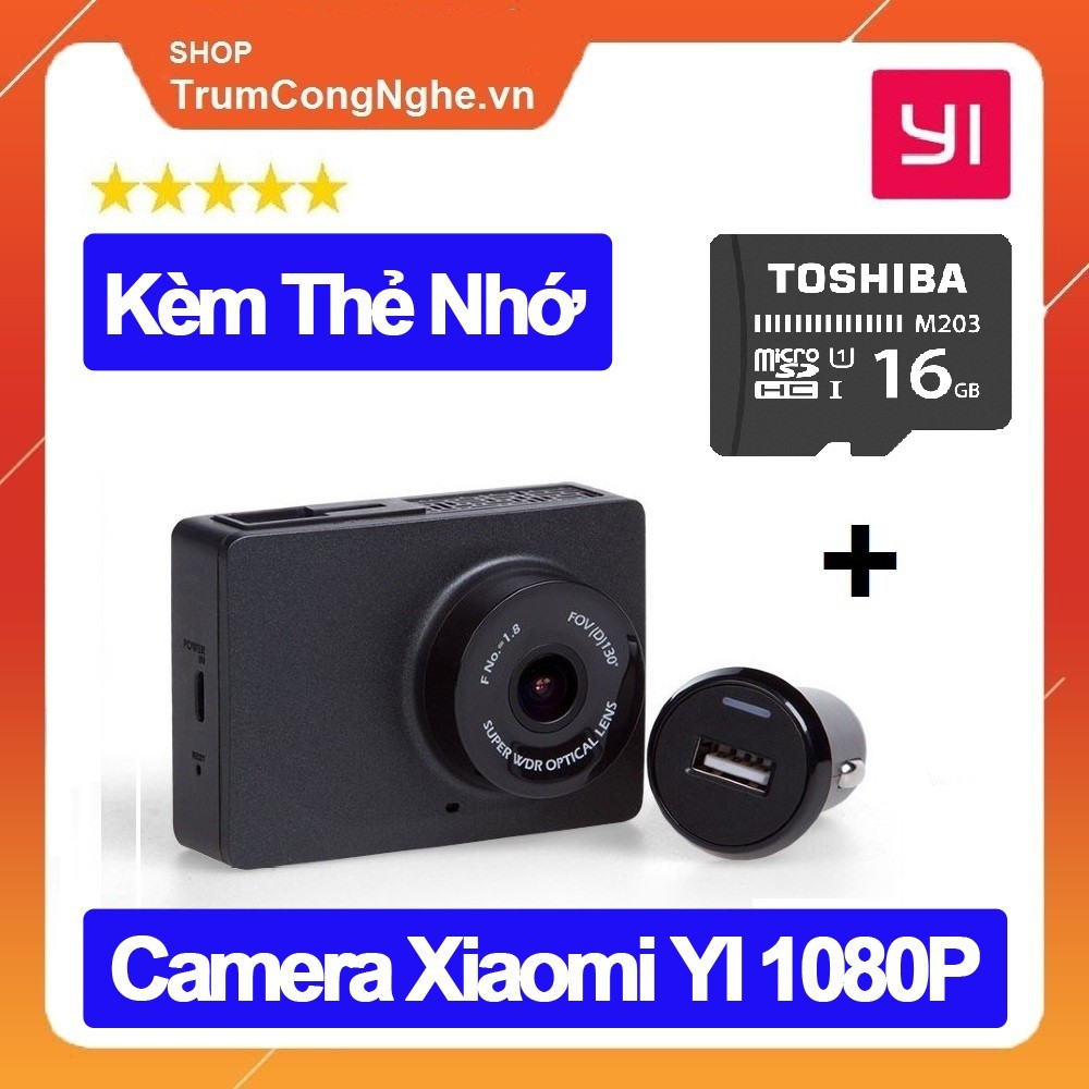 Camera hành trình Ô tô Xiaomi Yi Dash Camera Nét 1080P Full HD - Kèm thẻ nhớ 16GB Class10