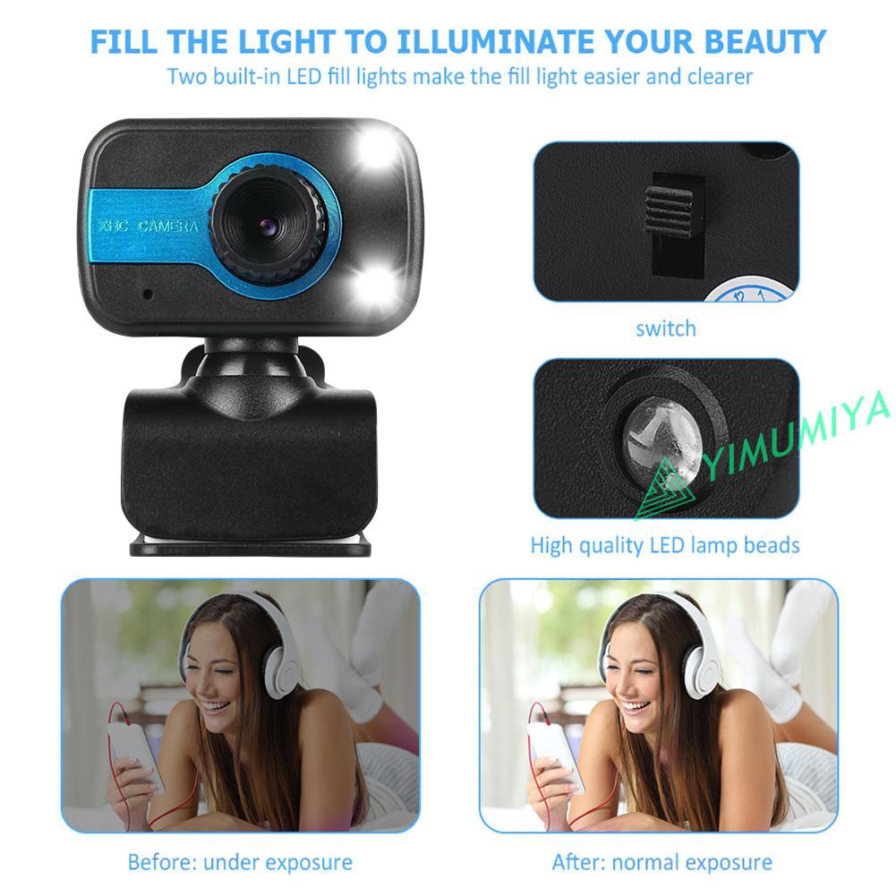 Webcam Usb Hd 2 Đèn Led Hỗ Trợ Quay Ban Đêm Kèm Micro | BigBuy360 - bigbuy360.vn