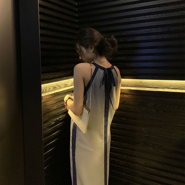 Đầm dài qua gối sát nách dáng rộng thiết kế hở vai thời trang mùa hè cho nữ