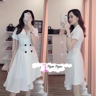 Đầm Đen sơmi vest dập ly
