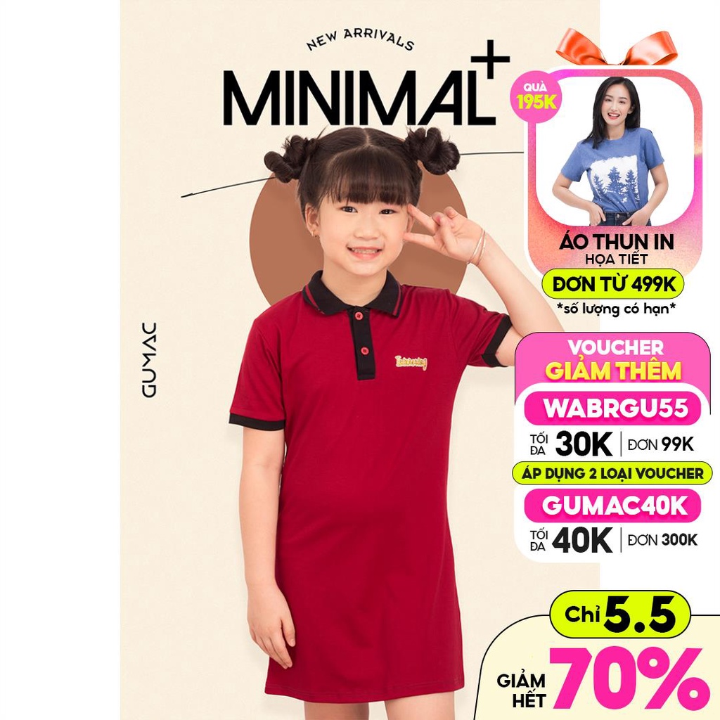 Đầm phối màu cổ bẻ dành cho bé DKA514 GUMAC