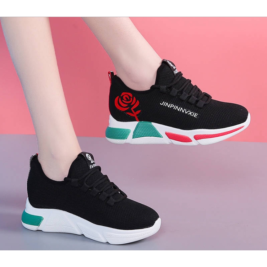 Giày Sneaker nữ hoa hồng BH 19