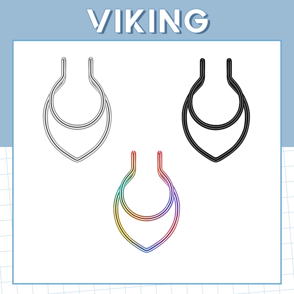 Khuyên Mũi Kẹp Khuyên Mũi Septum 2 Lớp Không Cần Xỏ Thép Titan Không Gỉ