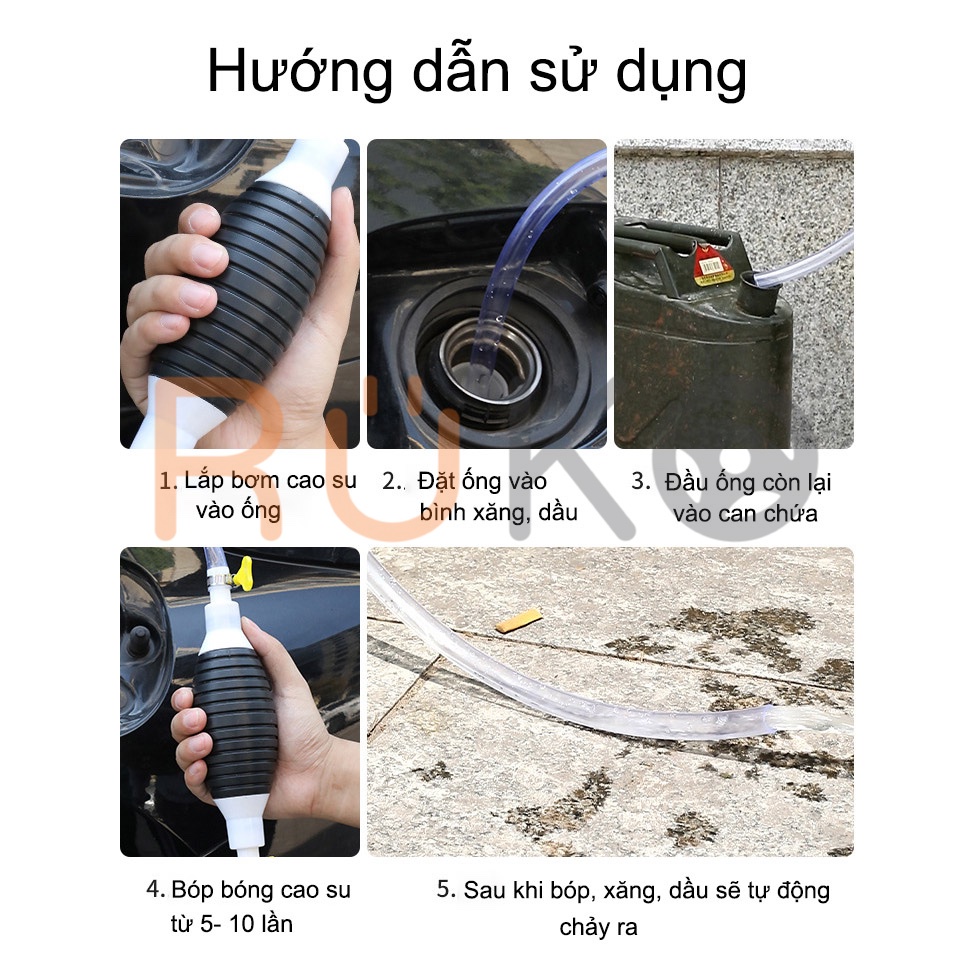 Dụng cụ bơm hút xăng dầu, chất lỏng, hút rượu (ống 1,5m) kèm 2 khoá