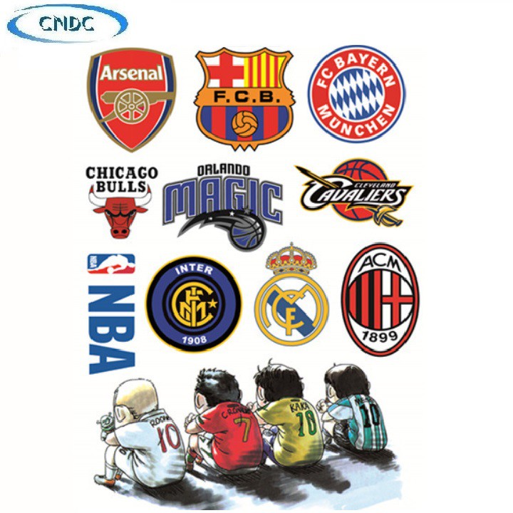 Sticker logo Manchester, Chelsea, Arsenal, Liverpool, Real Madrid... trang trí