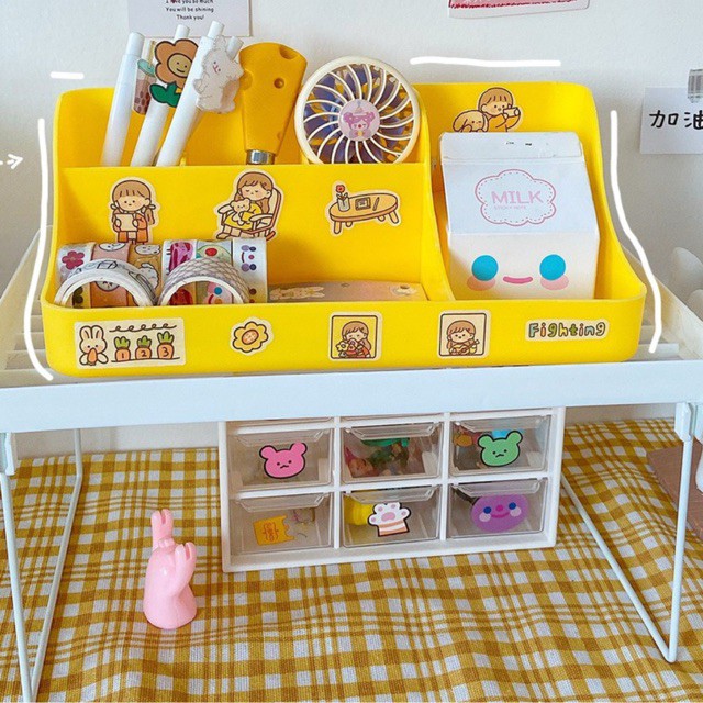 Hộp Đựng Đa Năng 2 Tầng (tặng kèm sticker dán) - 16x10 cm - Kệ bút mini