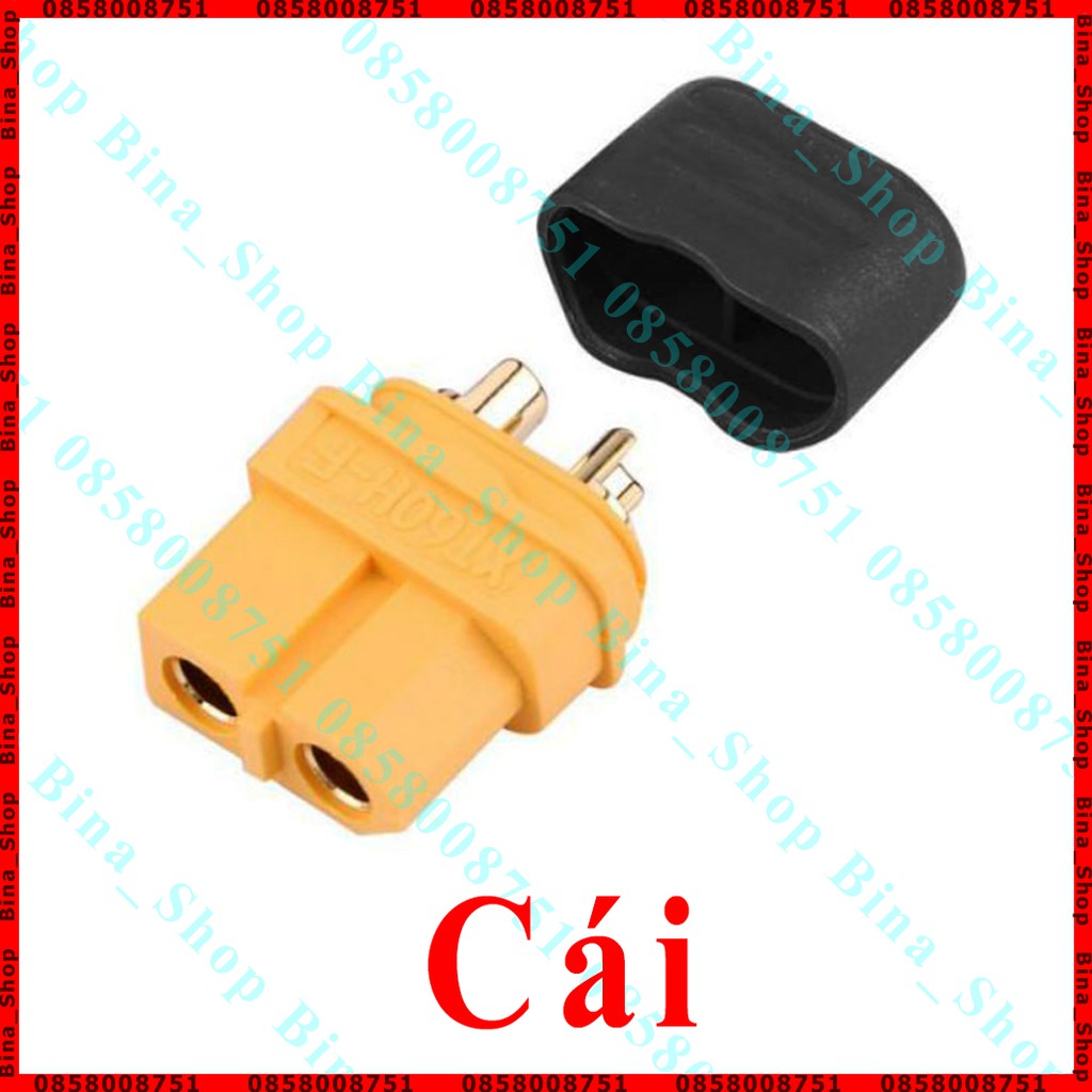 Jack XT60H Amass 60A kèm nắp chụp, Jack pin Lipo XT60 đực/cái