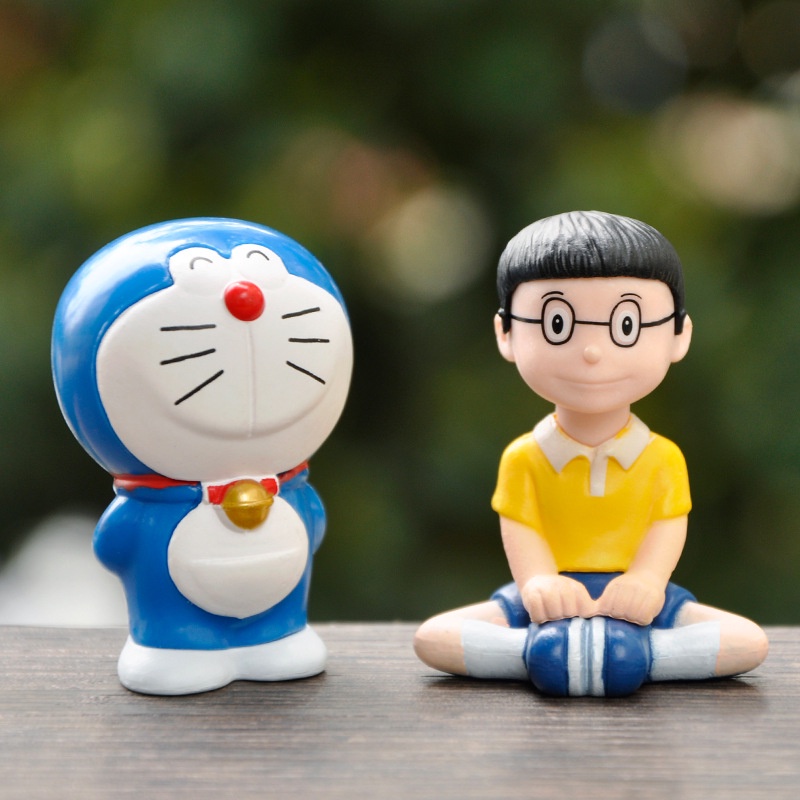 Set 6 mô hình Doraemon Nobita nhiều biểu cảm dễ thương Ráp trang trí bàn học bàn làm việc quà tặng bạn bè người thân