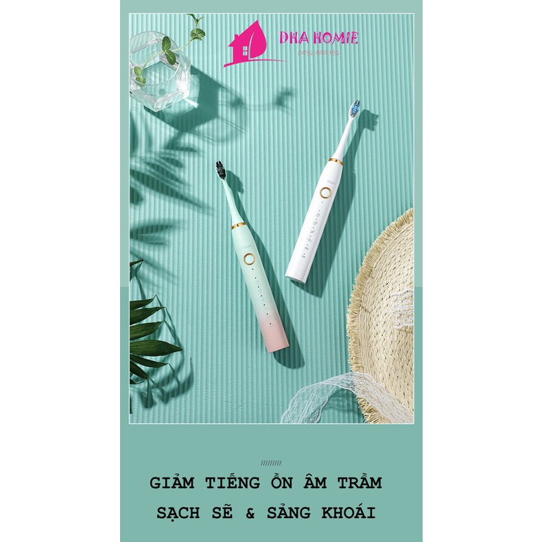 Bàn Chải Điện JIALAIYA 5IN1 Mềm Mịn Làm Sạch Hiệu Quả Tặng Kèm 5 Đầu Bàn Chải - DHA HOMIE