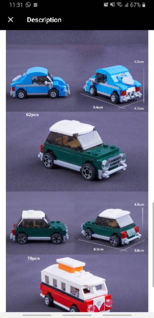 Bộ Đồ Chơi Lắp Ráp Lego Xe Hơi Mini Cooper / T1 Van / Beetle / Beetle / Smart