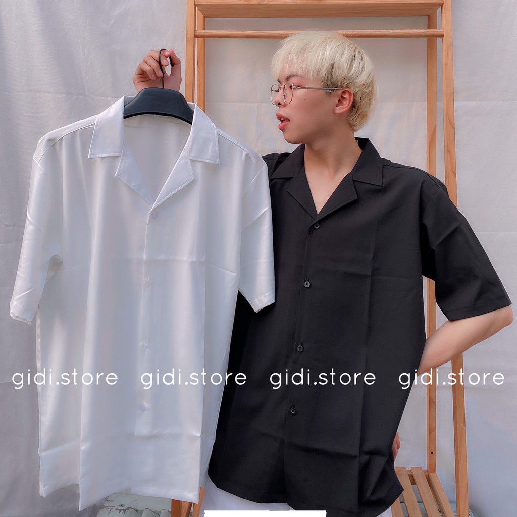 Áo sơ mi cổ VEST tay lỡ Nam Nữ Unisex  vải lụa form rộng không nhăn