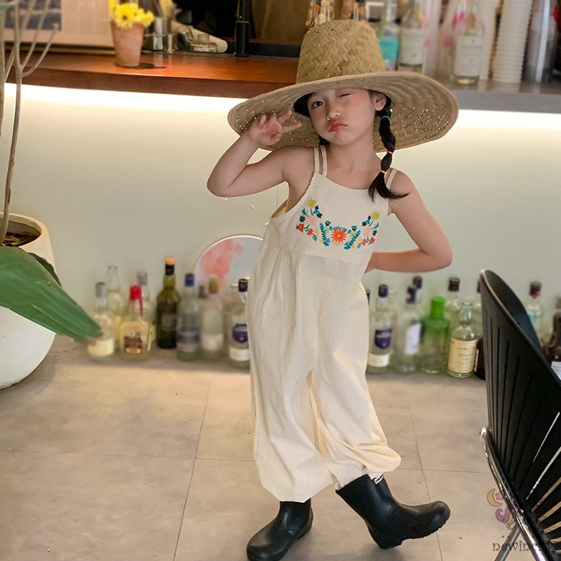 Bộ Áo Liền Quần Sát Nách Thêu Hoa Thời Trang Hàn Quốc Cho Bé Gái