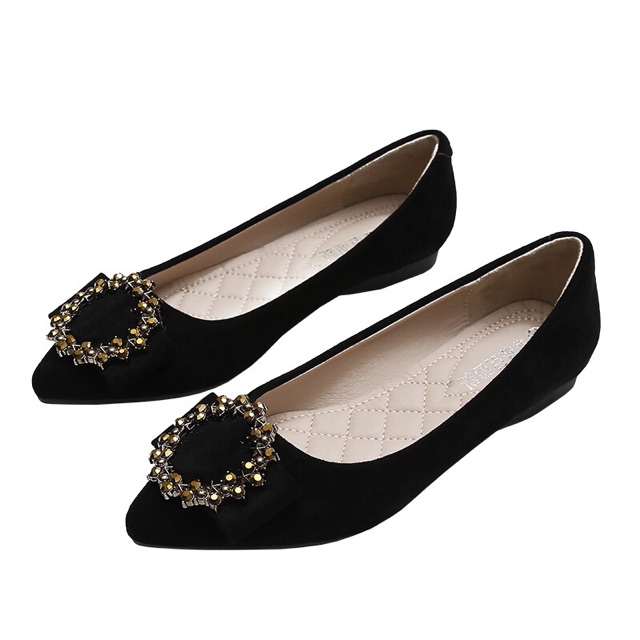 (ORDER) Giày búp bê da lộn mũi nhọn khoá tròn BIG SIZE 35-43 | BigBuy360 - bigbuy360.vn