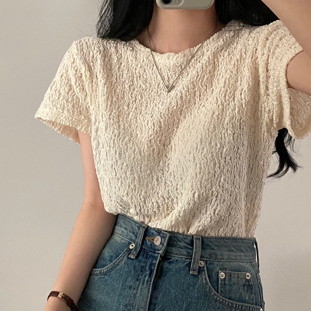 Áo Thun Dáng Rộng Ngắn Tay Phong Cách Pháp Thời Trang Mùa Hè Dành Cho Nữ 53815