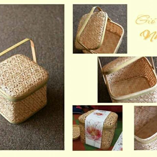 Hộp tre đan thưa vuông đẹp