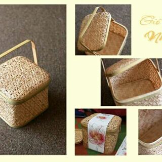 Hộp tre đan thưa vuông đẹp