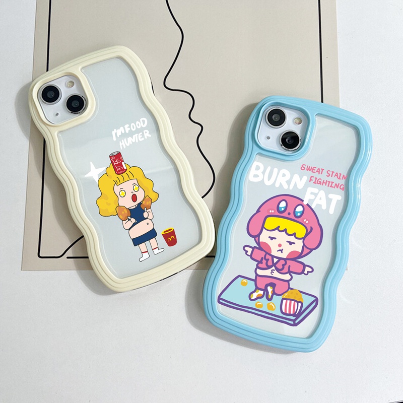Suntaiho Ốp lưng Ốp Điện Thoại TPU Mềm Viền Gợn Sóng Hình Cô Gái Ăn Vặt Cho iPhone 11 11 Pro 13 12 Pro Max X XS Max XR 7 8 Plus