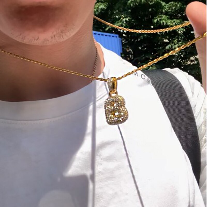 Dây chuyền Zhouyang OHP008 có mặt dây bằng thép không gỉ hình chữ cái phong cách Hip Hop cho nam nữ làm quà tặng năm mới