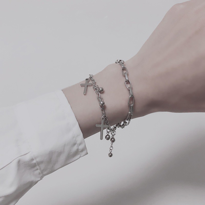 Vòng đeo tay mặt hình thánh giá phong cách Hàn Quốc vintage