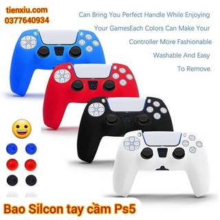 Bọc Silicon tay cầm Ps5 bảo vệ tay PS5 xanh đen đỏ trắng trong mẫu trơn mịn