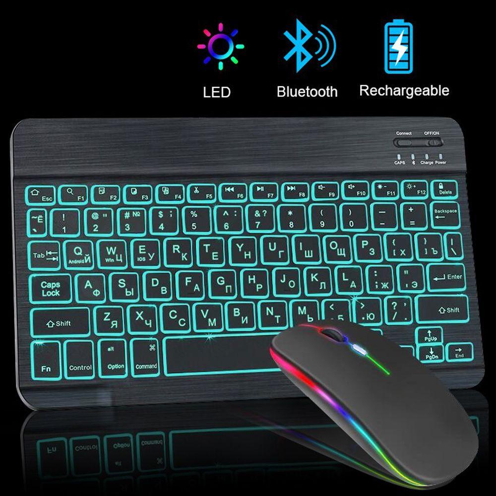 .Bàn Phím Và Chuột Siêu Mỏng Có Đèn LED RGB Cho Điện Thoại Máy Tính Bảng Laptop