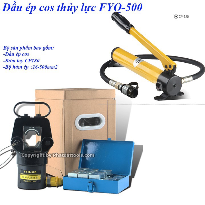 Đầu ép cos thủy lực FYQ500 kèm bơm CP180-Phạm vi ép 16-500mm2