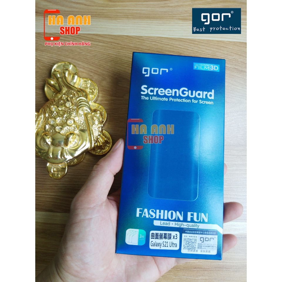 Bộ 3 Miếng dán Samsung S21 Ultra Full màn H6 hãng Gor cao cấp