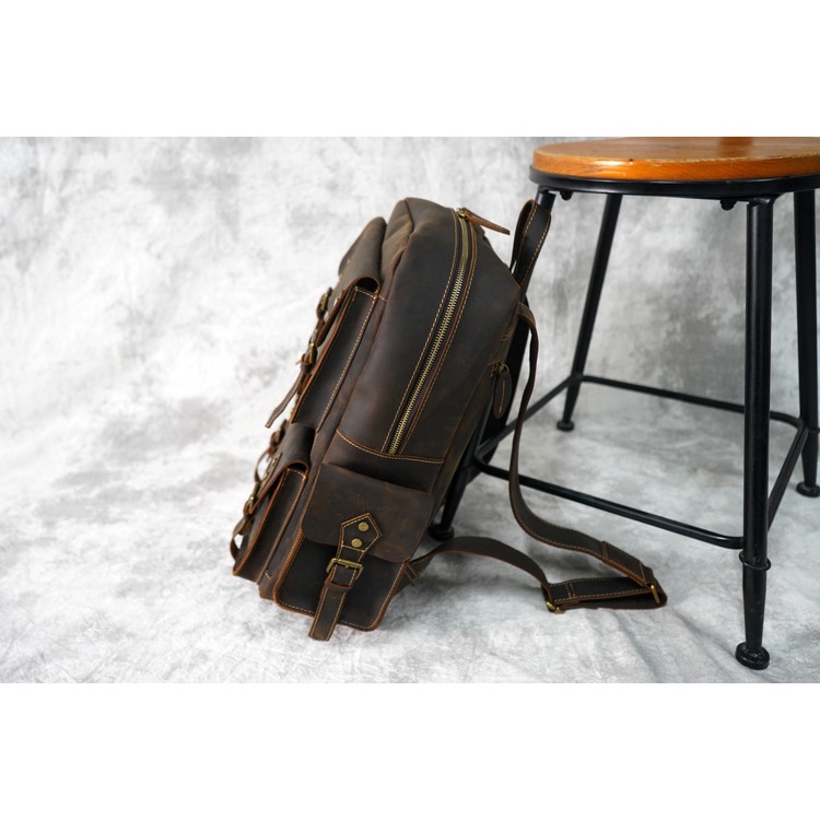 Cặp Balo Da Bò Thật 100% Bảo Hành Da 5 năm BL08 - DU MỤC STORE