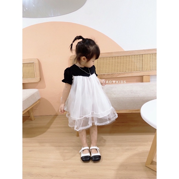 Váy công chúa bé gái dáng xoè chất voan kết hợp cotton