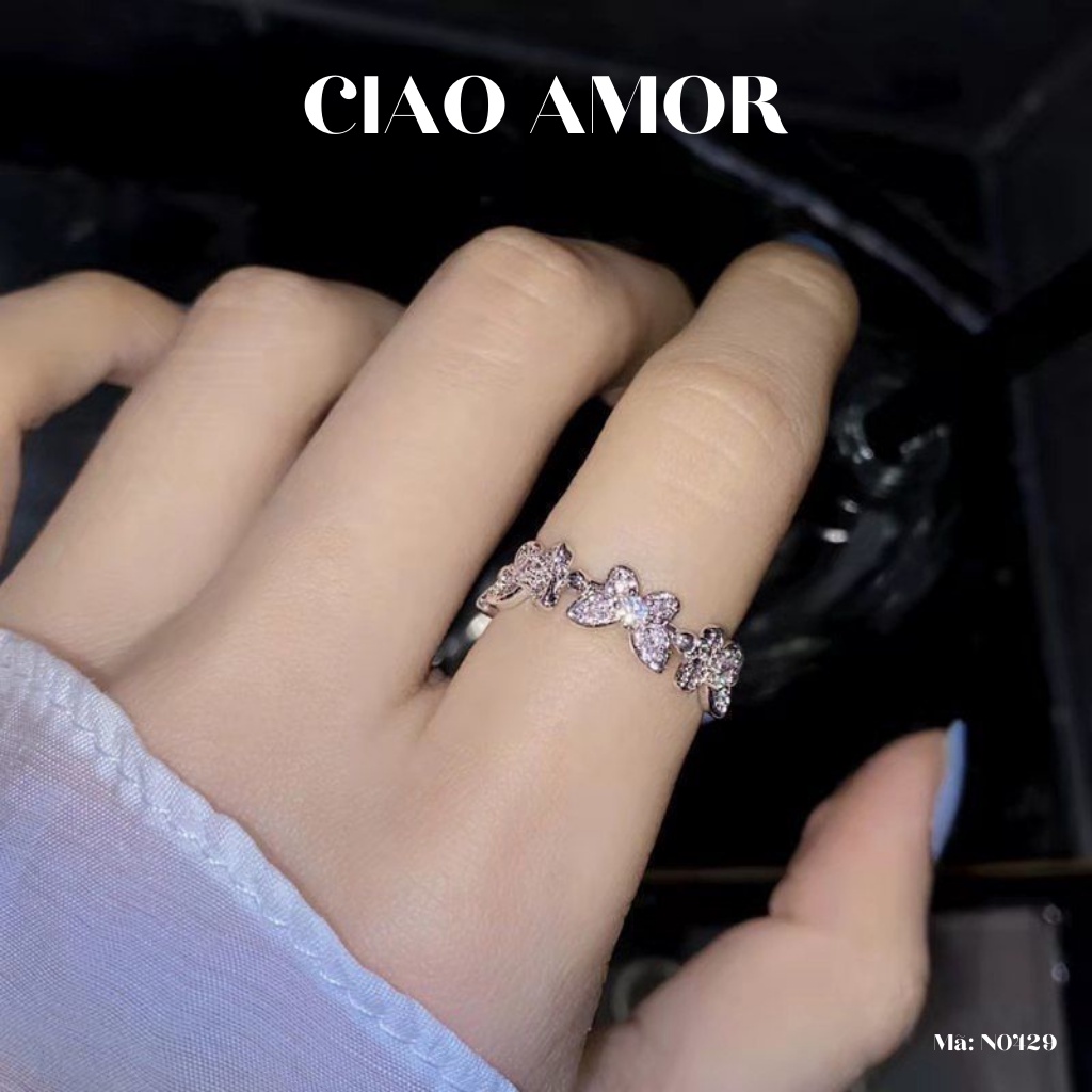 Nhẫn nữ xinh xắn cánh nhiều đính đá dễ thương Trang sức Ciao Amor - N0429