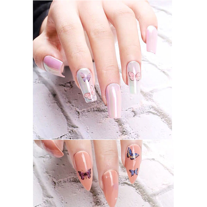Nhãn dán trang trí móng tay hình bướm 3D nhiều màu