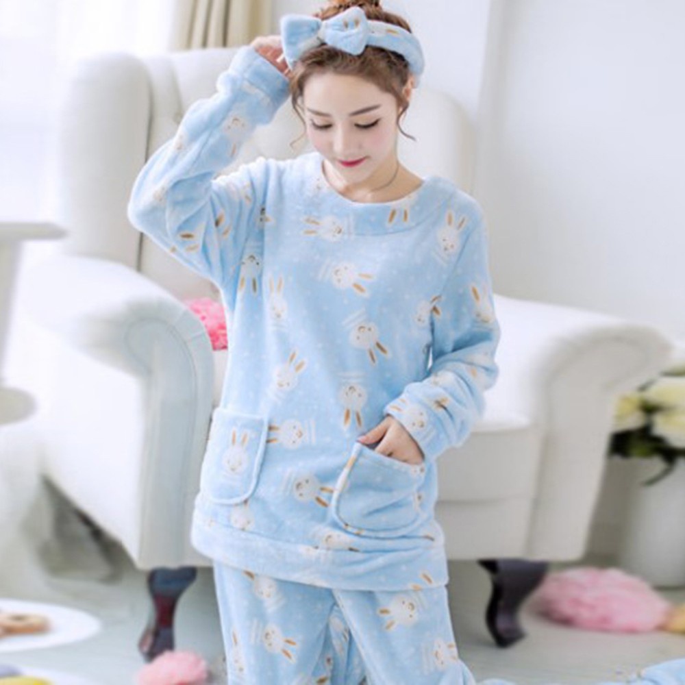 Bộ Đồ Ngủ Vải Bông In Họa Tiết Dễ Thương Size M-2Xl Cho Nữ | BigBuy360 - bigbuy360.vn