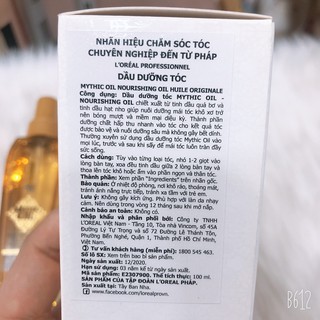 Tinh dầu dưỡng tóc Loreal Mythic oil 100ml