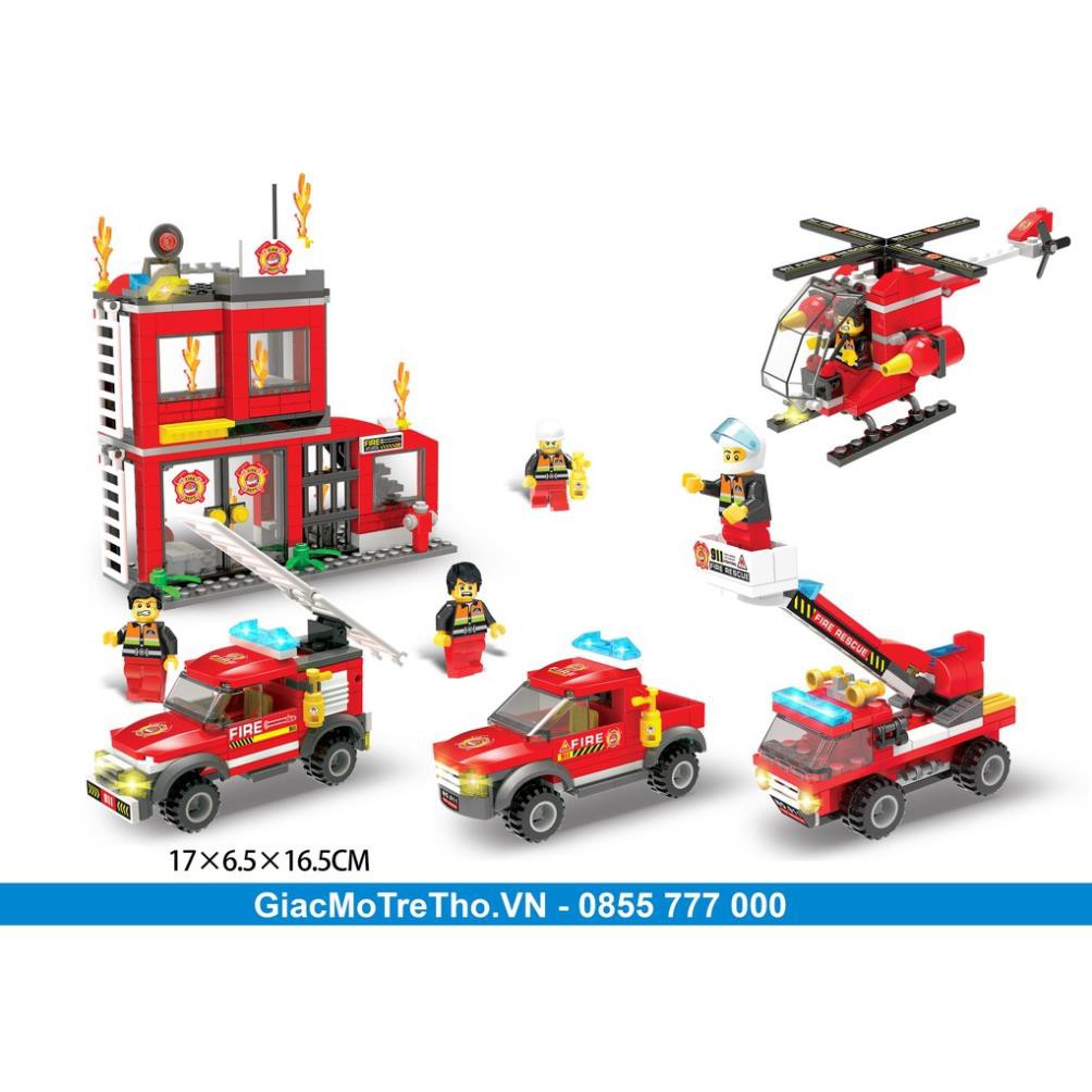 Lego Ghép Hình Đội Cảnh Sát Cứu Hỏa 593PCS LXA342