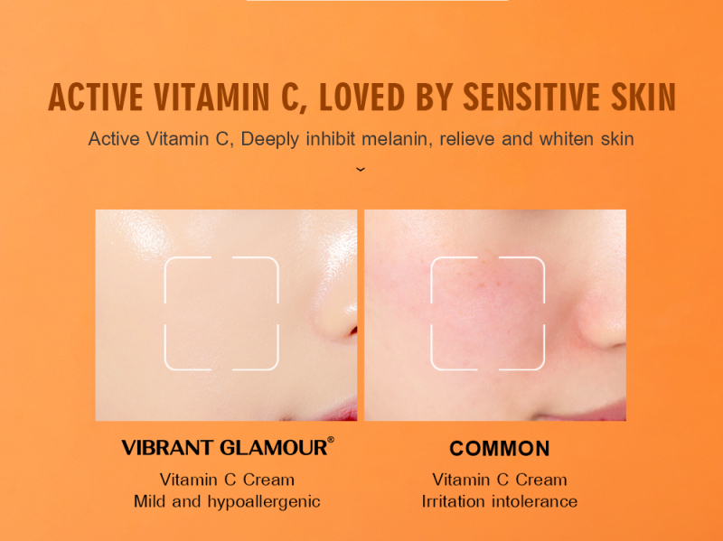 VIBRANT GLAMOUR Vitamin C Moisture Cream VC Whitening Brightening Anti Wrinkle Anti Aging Repair Fade Freckles Face Cream 50g WIND