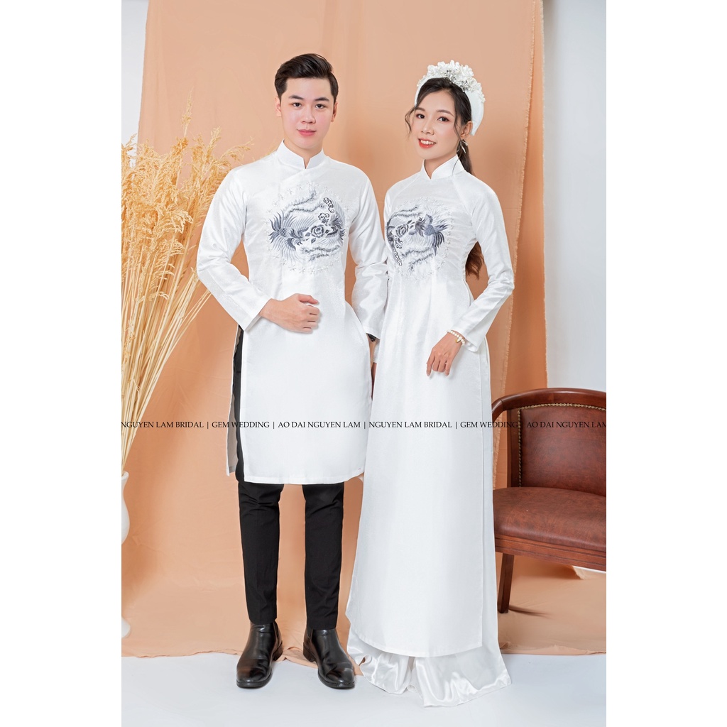 ÁO DÀI CƯỚI VU QUY CẶP NAM NỮ , HỌA TIẾT THÊU CAO CẤP  | AODAINGUYENLAM