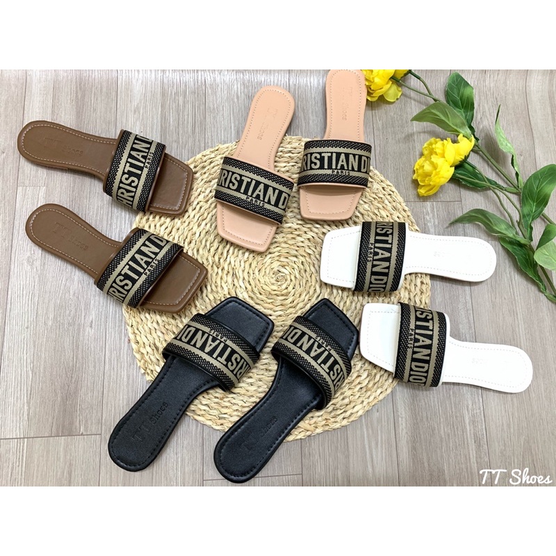 Dép xẹp chữ bản ngang trẻ trung TT Shoes sphoang03