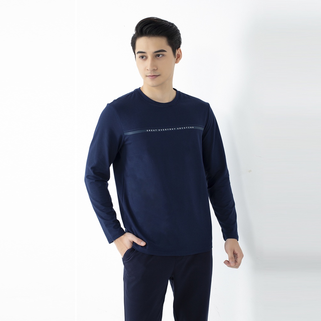 Áo thu đông  dài tay nam Aristino cotton form rộng  ALT018W1