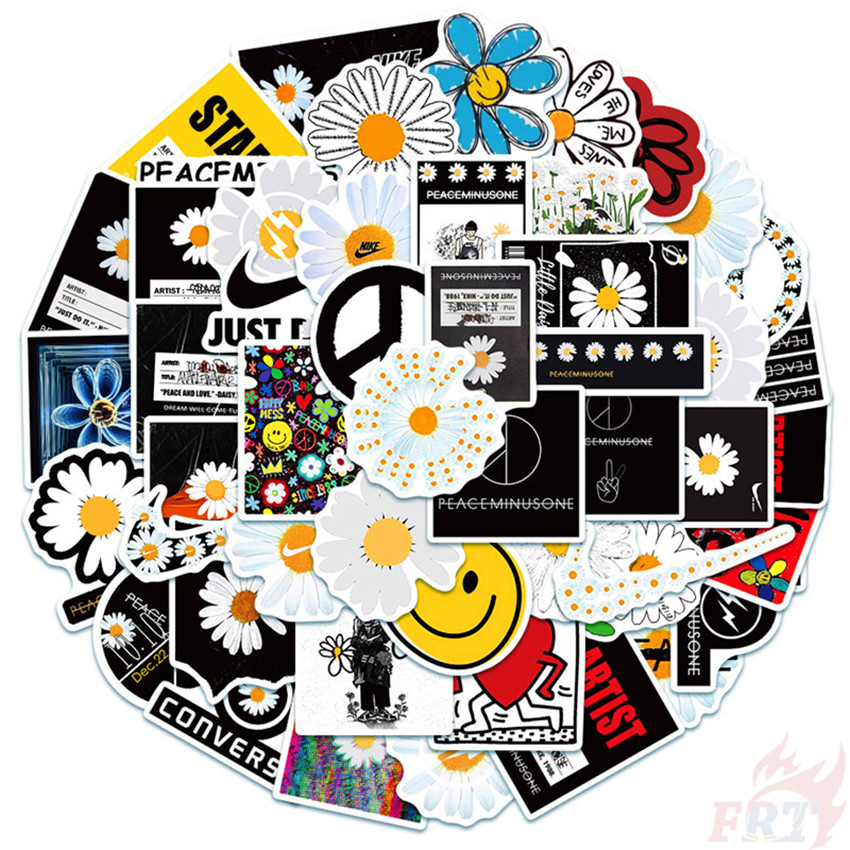 Set 50 hình dán hoa cúc Series 03 G-DRAGON GD KPOP chống thấm nước trang trí sổ tay máy tính ván trượt đa dụng