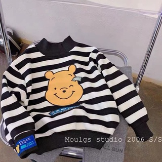 Hàng mới về Áo sweater lót nhung họa tiết gấu hoạt hình phong cách Hàn Quốc cho bé trai và gái thumbnail