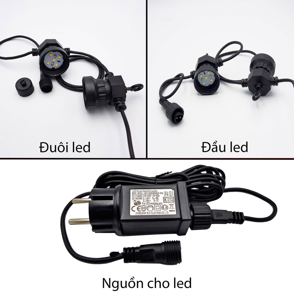 Dây đèn LED G50 loại ánh sáng trắng ấm bóng đục - bóng trong 10 bóng - 5 m / 20 bóng - 10m