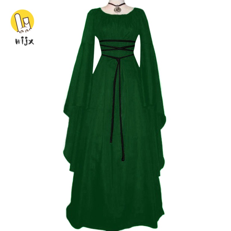 Đầm maxi tay dài cổ tròn thắt dây phong cách Gothic cổ điển thời trung cổ cho nữ | BigBuy360 - bigbuy360.vn