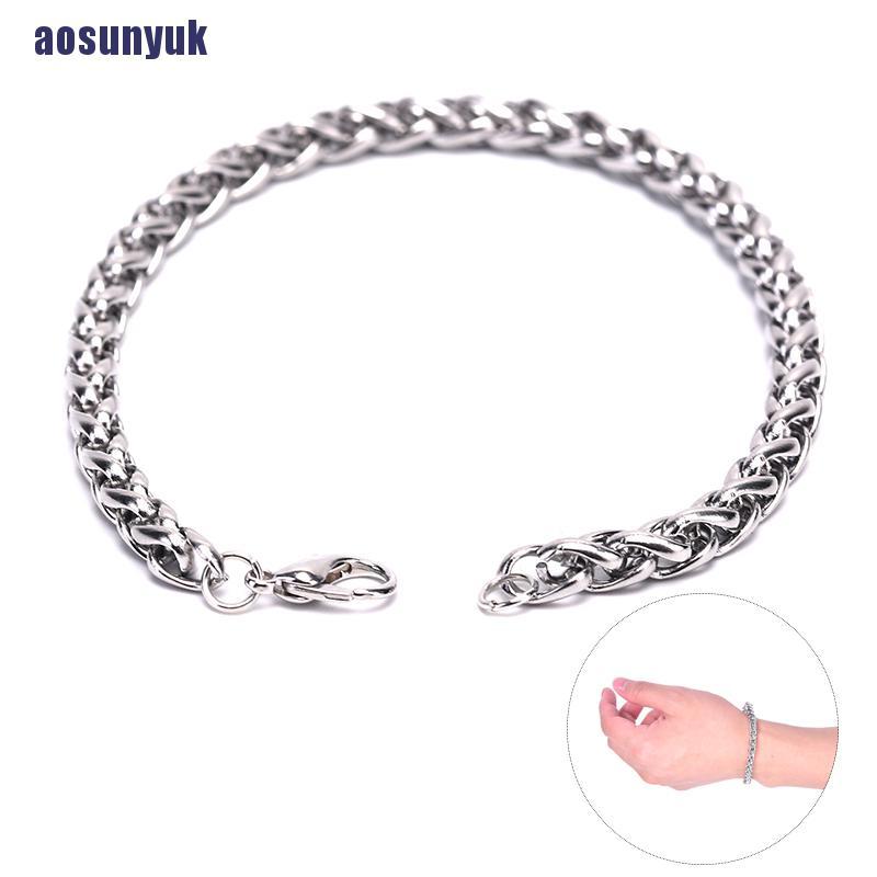 Vòng Tay Dây Xích Bằng Thép Không Gỉ Màu Bạc Cho Nam