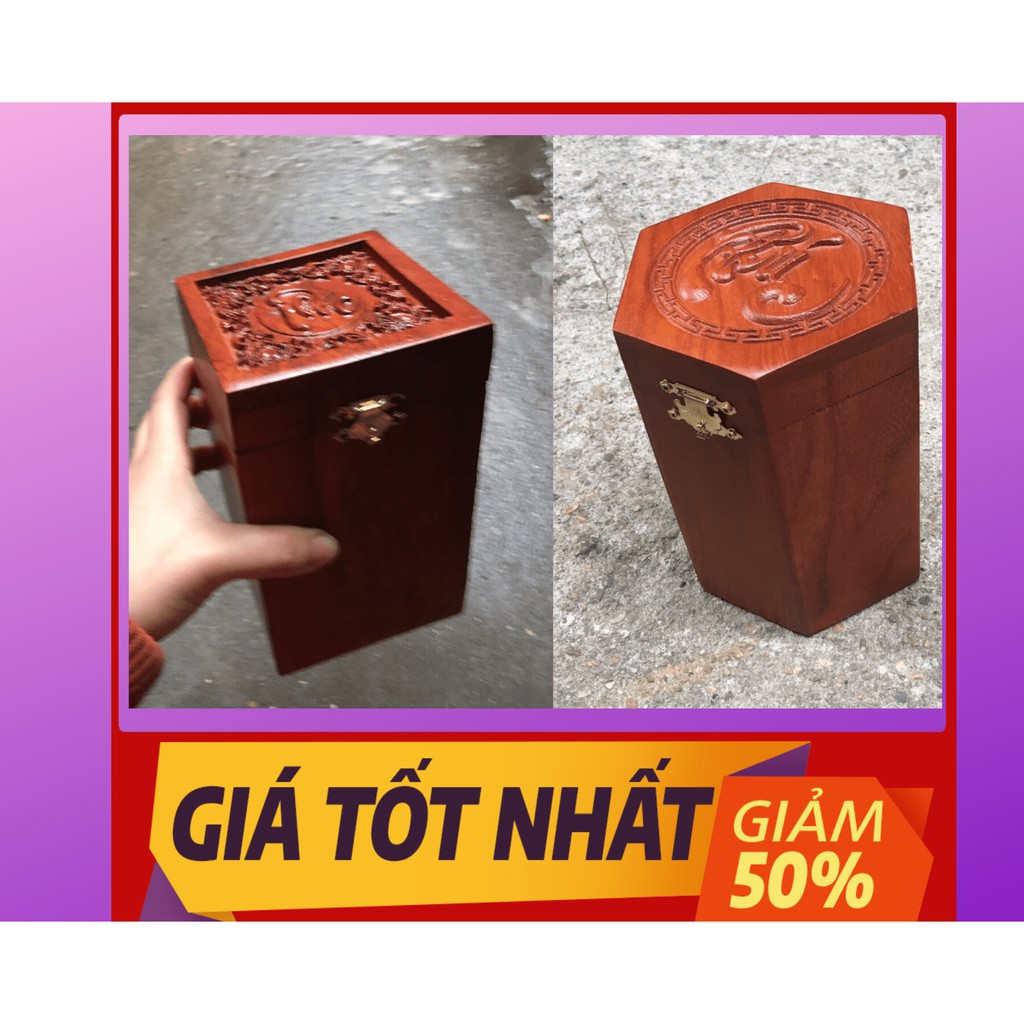 Hộp trà gỗ hương cao cấp chữ phúc
