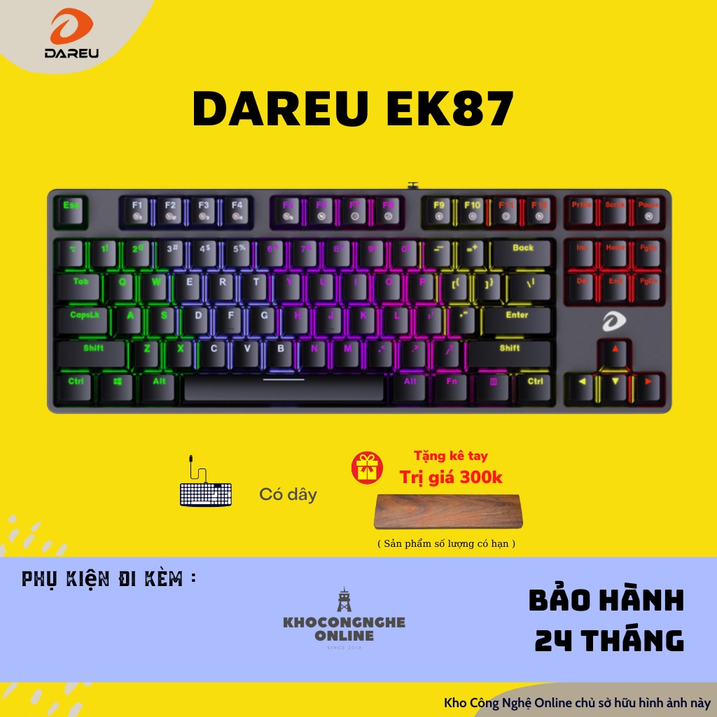 Bàn phím cơ Gaming DAREU EK87 – MULTI-LED (Blue/ Brown/ Red switch)