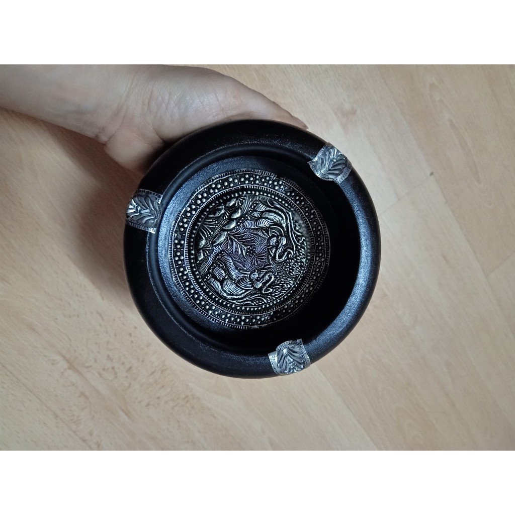 Gạt tàn thuốc lá gỗ hình tròn hàng Thái Lan cỡ to 12 cm